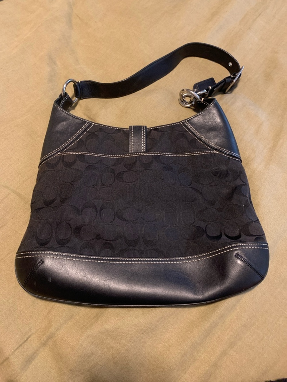 Coach Black Signature Canvas Hobo with Leather Trim and Silver - Picture 2 of 8